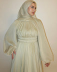 Melon Green Kaftan Beaded Belt Gown