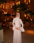 Pink Bell Sleeve Lace Dress