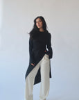 Black Asymmetric Slit Tunic