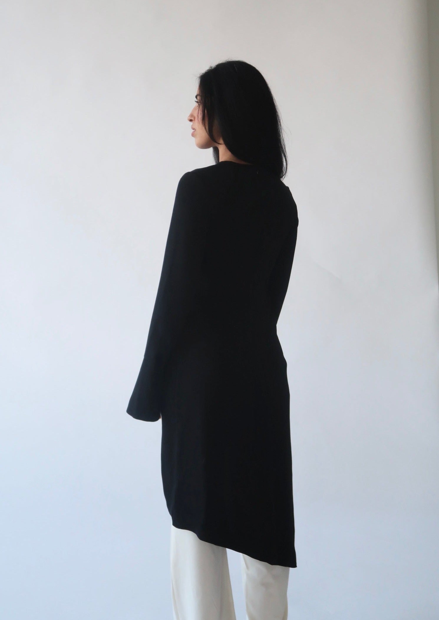 Black Asymmetric Slit Tunic