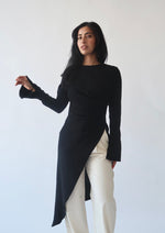 Load image into Gallery viewer, Black Asymmetric Slit Tunic
