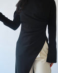 Black Asymmetric Slit Tunic