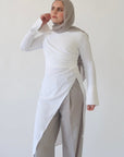 White Asymmetric Slit Tunic