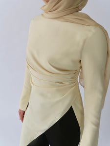 Butter Yellow Asymmetric Slit Tunic