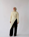 Butter Yellow Asymmetric Slit Tunic