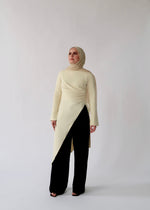 Load image into Gallery viewer, Butter Yellow Asymmetric Slit Tunic
