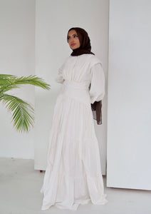 White Drop Waist Tiered Dress