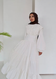 White Drop Waist Tiered Dress