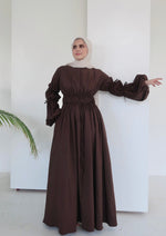 Load image into Gallery viewer, Chocolate Brown Cinched Lace Up Dress
