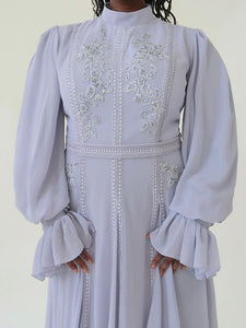 Periwinkle Beaded Appliqué Gown - Final Sale