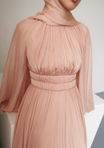 Load image into Gallery viewer, Peachy Blush Kaftan Beaded Belt Gown
