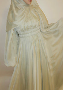 Melon Green Kaftan Beaded Belt Gown