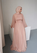 Load image into Gallery viewer, Peachy Blush Kaftan Beaded Belt Gown

