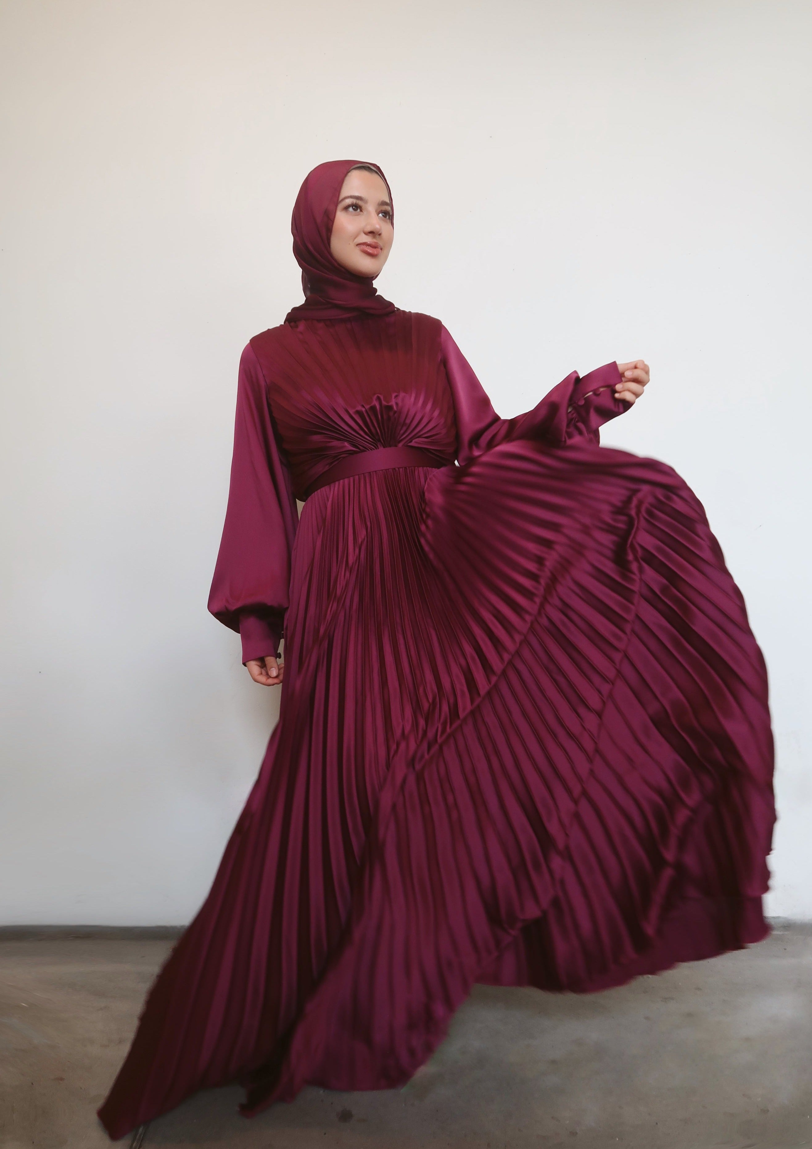Maya Deep Fuchsia Pleated Gown