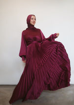 Load image into Gallery viewer, Maya Deep Fuchsia Pleated Gown
