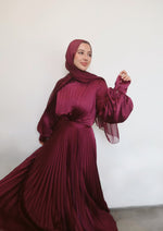 Load image into Gallery viewer, Maya Deep Fuchsia Pleated Gown
