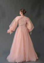 Load image into Gallery viewer, Peach Convertible Halter Neck Ball Gown

