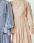 Periwinkle Beaded Appliqué Gown - Final Sale