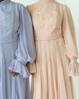 Peachy Blush Beaded Appliqué Gown