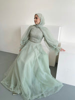 Load image into Gallery viewer, Mint Convertible Halter Neck Ball Gown
