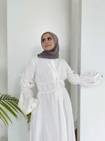 Load image into Gallery viewer, White Cinched Lace Up Dress

