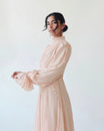 Peachy Blush Beaded Appliqué Gown