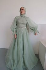 Load image into Gallery viewer, Mint Convertible Halter Neck Ball Gown
