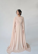 Load image into Gallery viewer, Crepe Blush Cape Sleeve Gown
