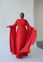 Load image into Gallery viewer, Red Cape Sleeve Gown
