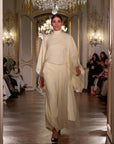 Butter Yellow Chiffon Cape Tunic Set (3 pcs)