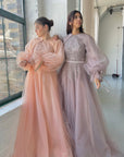 Mauve Purple Convertible Halter Neck Ball Gown