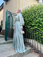 Load image into Gallery viewer, Maya Sage Green Pleated Gown
