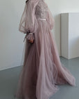 Mauve Purple Convertible Halter Neck Ball Gown