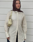 Butter Yellow Striped SE Tie Back Shirt