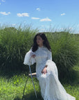 White Bell Sleeve Lace Dress