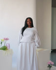 Light Gray Balloon Top & Maxi Skirt Set