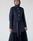 Navy Pleated Chiffon Skirt - Final Sale