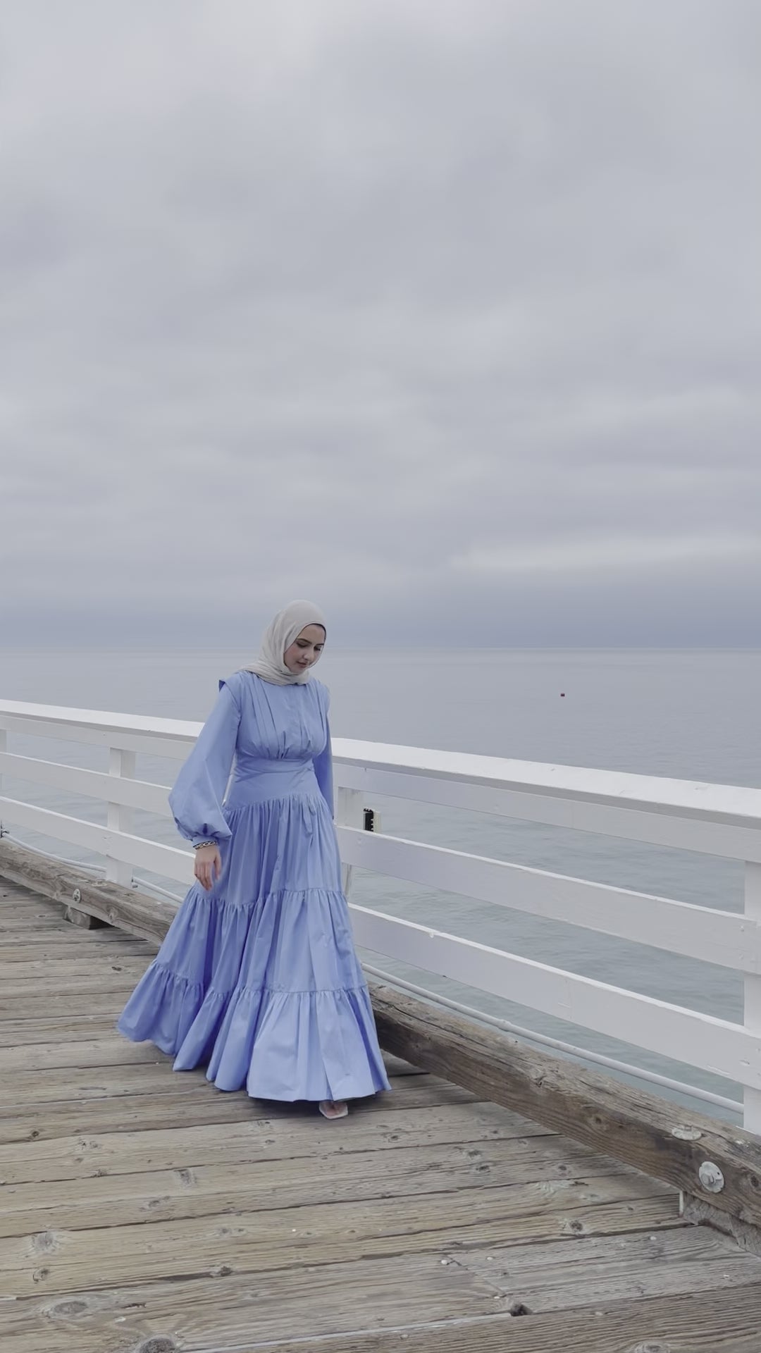 Ocean Blue Drop Waist Tiered Dress