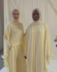 Butter Yellow Chiffon Cape Tunic Set (3 pcs)- Final Sale