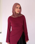 Burgundy Asymmetric Slit Tunic