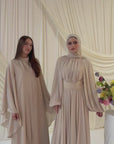Sand Structured Belt Gown
