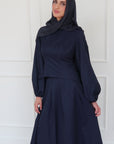 Navy Balloon Top & Maxi Skirt Set