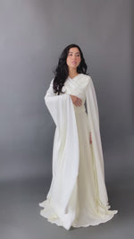 Load and play video in Gallery viewer, Eggshell White Cape Sleeve Gown
