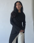 Black Asymmetric Slit Tunic