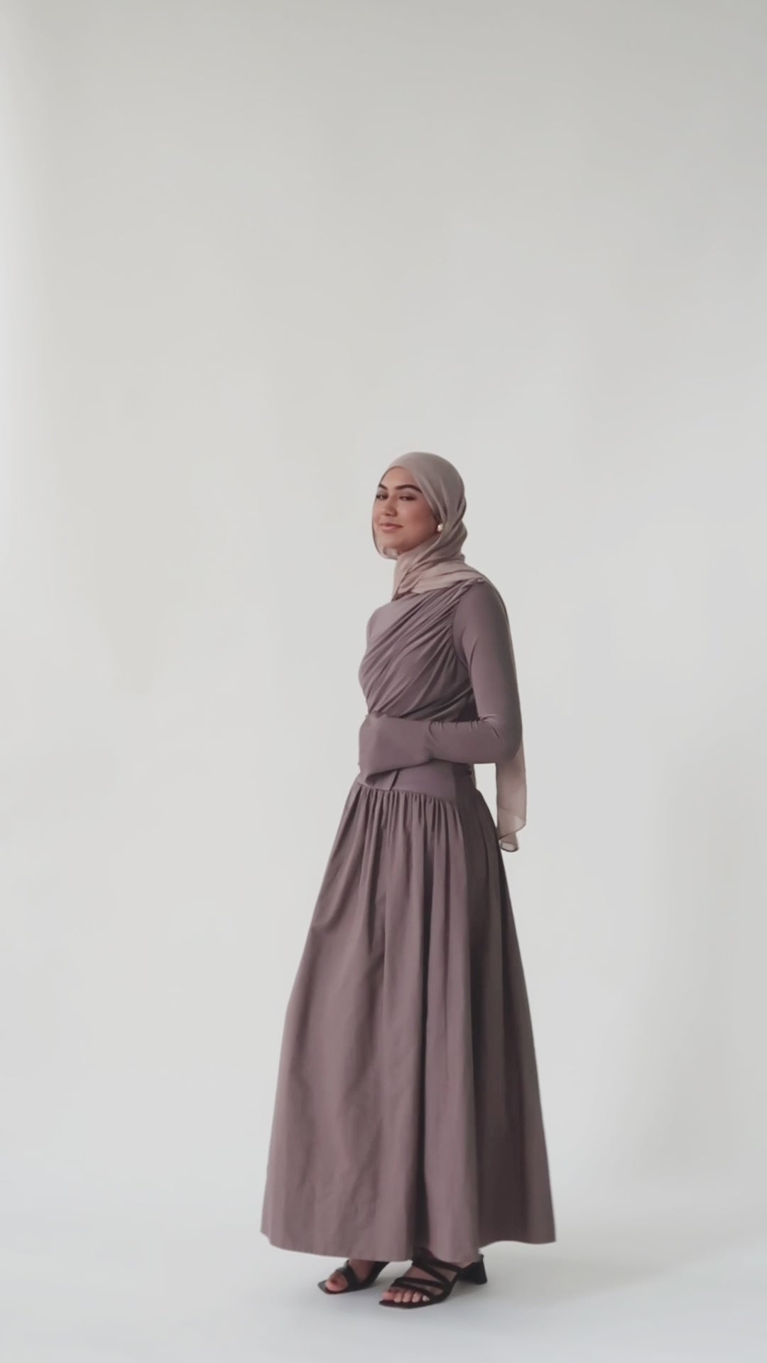 Mink Asymmetric Draped Dress - Final Sale
