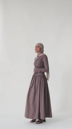 Load and play video in Gallery viewer, Mink Asymmetric Draped Dress - Final Sale
