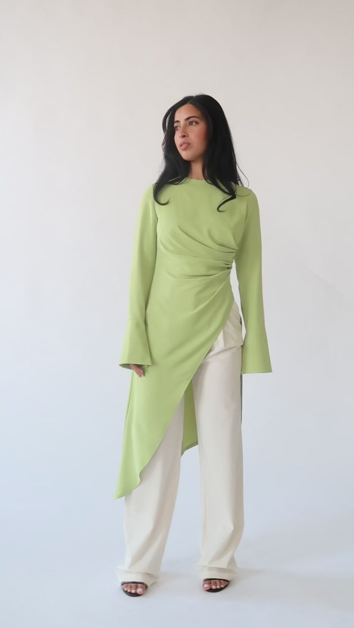 Lime Green Asymmetric Slit Tunic