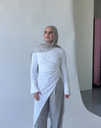White Asymmetric Slit Tunic