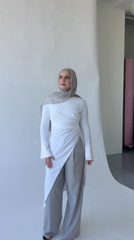 Load and play video in Gallery viewer, White Asymmetric Slit Tunic

