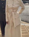 Cream Pleated Chiffon Skirt - Final Sale